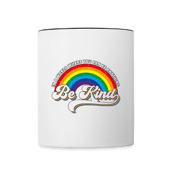 Be Kind LGBT Regenbogen - Tasse zweifarbig - Weiß/Schwarz - Vorne