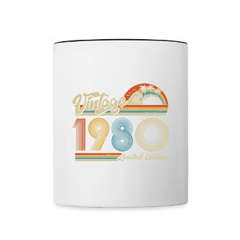 1980 Anniversaire né en 1980 Retro Vintage - Mug contrasté - blanc/noir - Devant