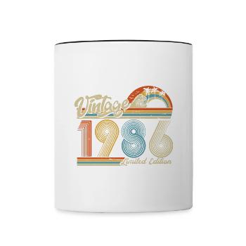 1986 Anniversaire né en 1986 Retro Vintage - Mug contrasté - blanc/noir - Devant