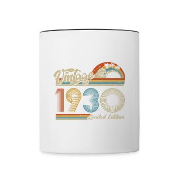 1930 Né rétro sunset cadeau vintage - Mug contrasté - blanc/noir - Devant