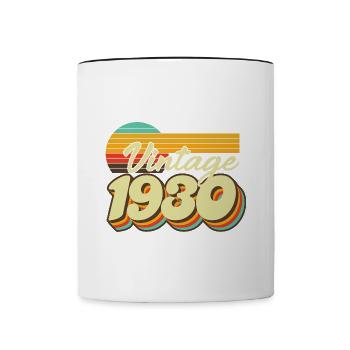 1930 ' s Né rétro coucher de soleil cadeau vintage - Mug contrasté - blanc/noir - Devant