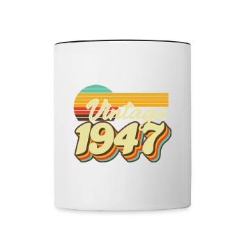 1947 Vintage anniversaire rétro Vintage cadeau - Mug contrasté - blanc/noir - Devant