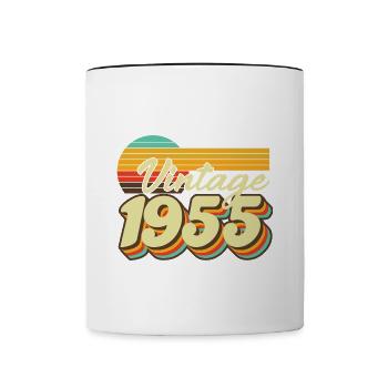 1955 Birthday born in 1955 Retro Vintage - Contrasting Mug - white/black - Front