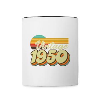 1950 Birthday born in 1950 Retro Vintage - Contrasting Mug - white/black - Front