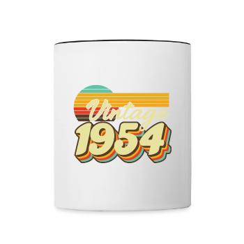 1954 Anniversaire Né En 1954 Rétro Vintage - Mug contrasté - blanc/noir - Devant