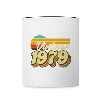 1979 Birthday Born In 1979 Retro Vintage - Contrasting Mug - white/black - Front