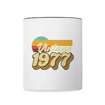 1977 Anniversaire Né En 1977 Rétro Vintage - Mug contrasté - blanc/noir - Devant