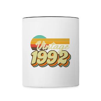 1992 Vintage anniversaire rétro Vintage cadeau - Mug contrasté - blanc/noir - Devant