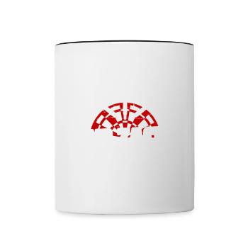 Drôle de fléchette disant jeu de fléchettes cadeau - Mug contrasté - blanc/noir - Devant