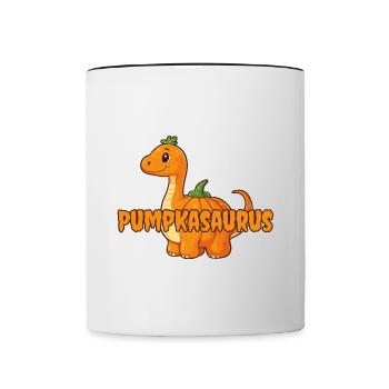Dinosaure citrouille Halloween Pumkasaurus Costume - Mug contrasté - blanc/noir - Devant