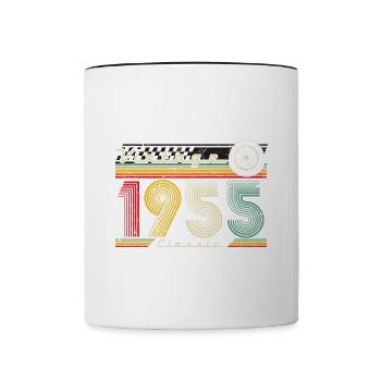 1955 Birthday Born In 1955 Retro Vintage - Contrasting Mug - white/black - Front