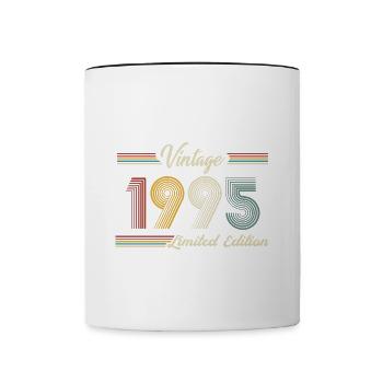 1995 Birthday Born In 1995 Retro Vintage - Contrasting Mug - white/black - Front