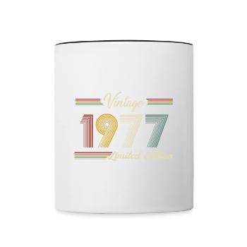 1977 Anniversaire Né En 1977 Rétro Vintage - Mug contrasté - blanc/noir - Devant