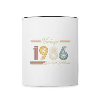 1986 Anniversaire Né En 1986 Rétro Vintage - Mug contrasté - blanc/noir - Devant