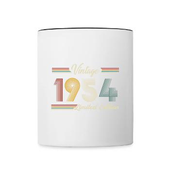 1954 Anniversaire Né En 1954 Rétro Vintage - Mug contrasté - blanc/noir - Devant