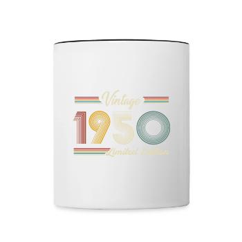 Anniversaire des années 1950 né dans les années 1950 rétro Vintage - Mug contrasté - blanc/noir - Devant