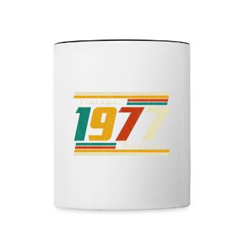 1977 Anniversaire Né En 1977 Rétro Vintage - Mug contrasté - blanc/noir - Devant