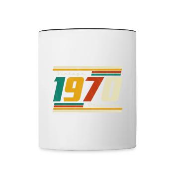 1970 Anniversaire Né En 1970 Rétro Vintage - Mug contrasté - blanc/noir - Devant