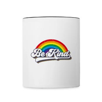Be Kind LGBT Regenbogen - Tasse zweifarbig - Weiß/Schwarz - Vorne