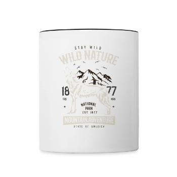 Wild nature howling wolf in the mountains adventure - Contrasting Mug - white/black - Front