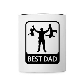 Best Dad - Funny Silhouette - Father and Children - Contrasting Mug - white/black - Front