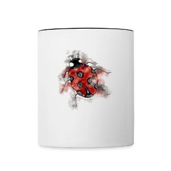 Sweet ladybug in watercolor - Contrasting Mug - white/black - Front