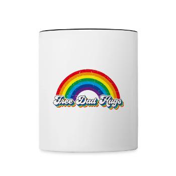 Rainbow Flag Gay LGBT Free Dad Huge Regenbogen - Contrasting Mug - white/black - Front