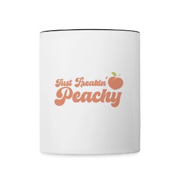 juste pêche - peach fruit dicton - Mug contrasté - blanc/noir - Devant