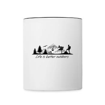 Life is better outdoors - Contrasting Mug - white/black - Front