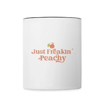 juste pêche - peach fruit dicton - Mug contrasté - blanc/noir - Devant