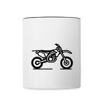 Minimalistische Motocross-Bike-Silhouette - schwarz - Tasse zweifarbig - Weiß/Schwarz - Vorne