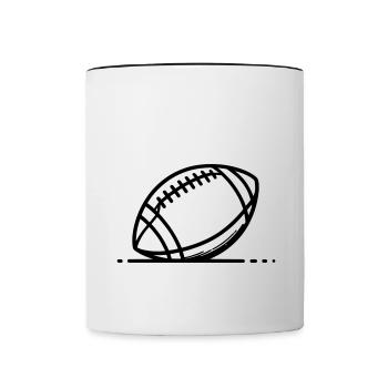 Football américain Peau de cochon Line Art Design - noir - Mug contrasté - blanc/noir - Devant