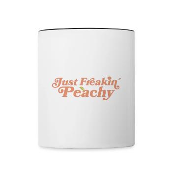 juste pêche - peach fruit dicton - Mug contrasté - blanc/noir - Devant