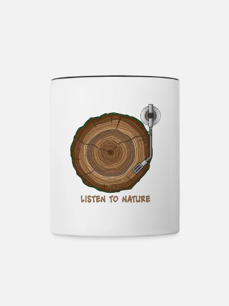 Musique Vinyle Nature Arbre Platine Cadeau - Mug contrasté - blanc/noir