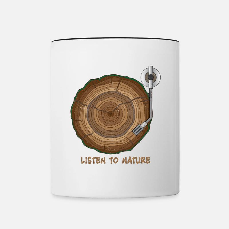 Music Vinyl Nature Tree Turntable Gift - Contrasting Mug - white/black