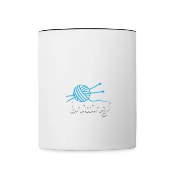 Les prévisions de week-end sont principalement à tricoter avec du vin - Mug contrasté - blanc/noir - Devant