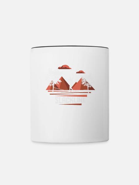 Slackline, Balance Sport - Tasse zweifarbig - Weiß/Schwarz