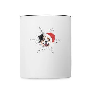 Australian Shepherd Merry Christmas - Contrasting Mug - white/black - Front