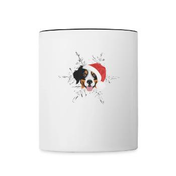Bouvier Bernois Joyeux Noël - Mug contrasté - blanc/noir - Devant