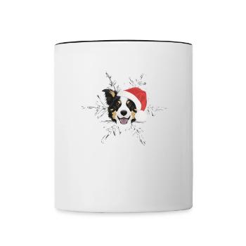 Border Collie Merry Christmas - Contrasting Mug - white/black - Front