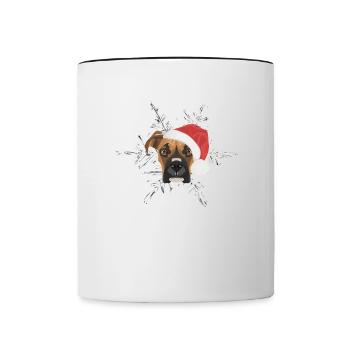 Boxer Frohe Weihnachten - Tasse zweifarbig - Weiß/Schwarz - Vorne