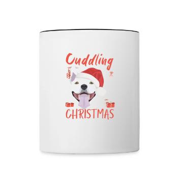 Bull Terrier Joyeux Noël - Mug contrasté - blanc/noir - Devant