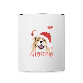 King Charles Spaniel Merry Christmas - Contrasting Mug - white/black - Front