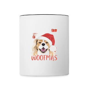 King Charles Spaniel Merry Christmas - Contrasting Mug - white/black - Front