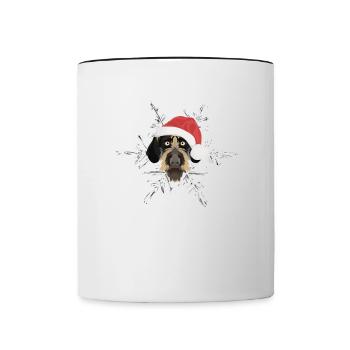 German Wirehair Merry Christmas - Contrasting Mug - white/black - Front