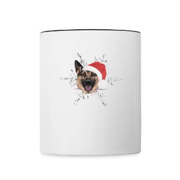 German Shepherd Merry Christmas - Contrasting Mug - white/black - Front