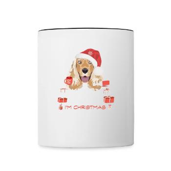 English Cocker Spaniel Weihnachtsmarkt - Tasse zweifarbig - Weiß/Schwarz - Vorne