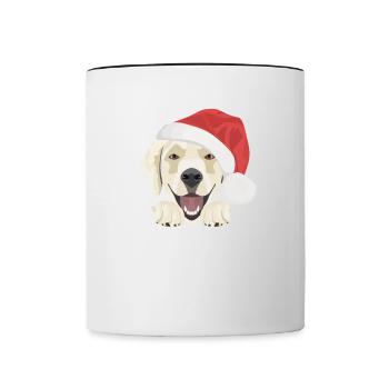 Golden Retriever Merry Christmas - Contrasting Mug - white/black - Front