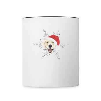 Golden Retriever Merry Christmas - Contrasting Mug - white/black - Front