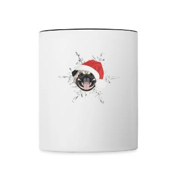 Mops Frohe Weihnachten - Tasse zweifarbig - Weiß/Schwarz - Vorne